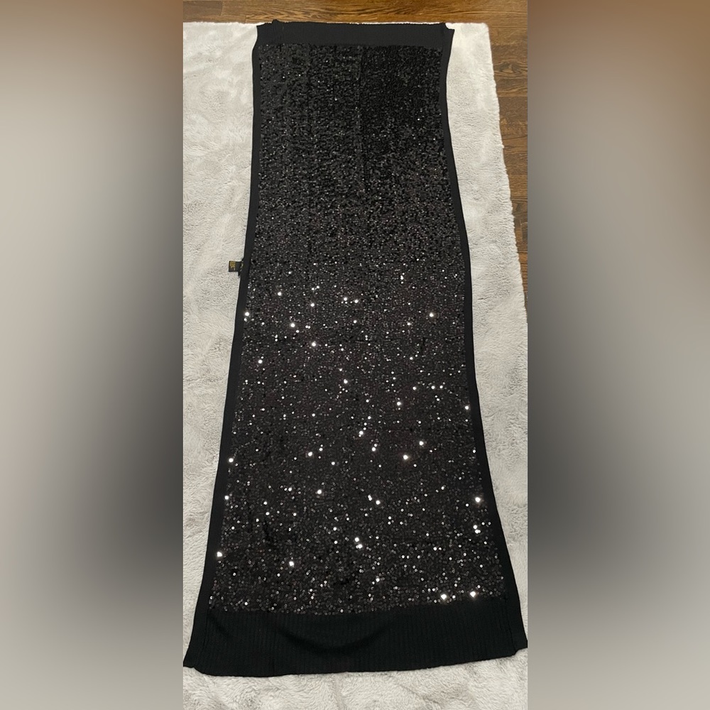 Iman Black, lightweight elegant sequence shoulder scarf